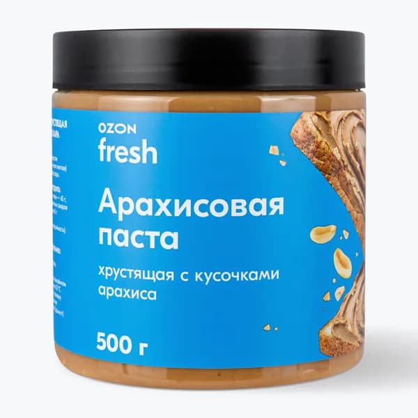 Паста арахисовая хрустящая без добавление сахара 500 г, Ozon fresh