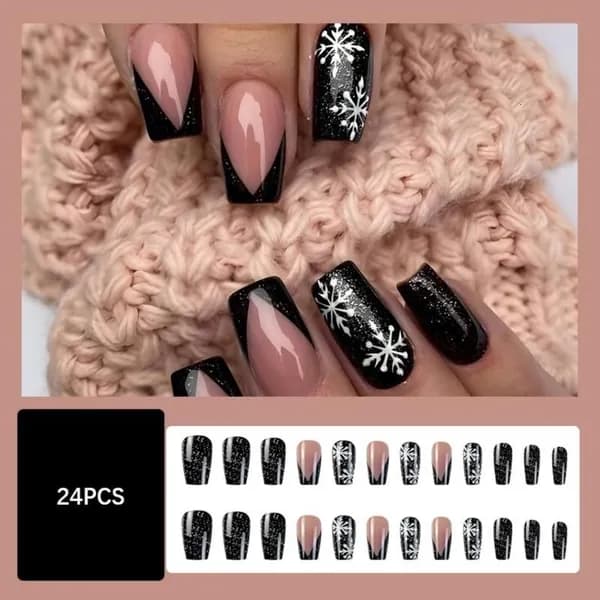 Накладные ногти Снежинка 24 шт, - 2