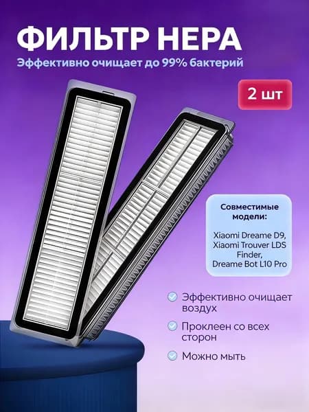 Комплект фильтров для робота пылесоса Dreame D9, Trouver LDS Finder, Dreame Bot L10 Pro, D10s Pro, F9 Pro - 2 шт