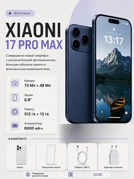 Смартфон xiaoni 17 Pro Max 512GB Galaxy
