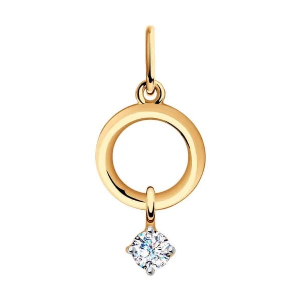 Золотая подвеска DIAMANT-ONLINE с танцующим фианитом 585 пробы