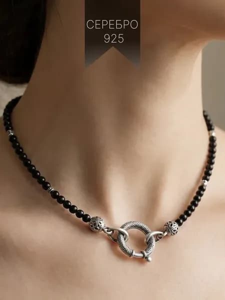 Серебряное колье из турмалина