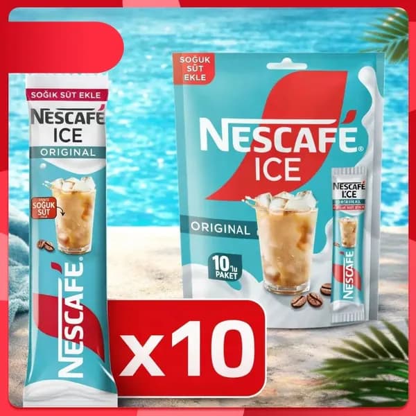 Растворимая кофейная смесь NESCAF Ice Original, упаковка из 10 пакетиков, 10 x 10,5 г