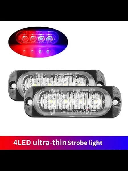 2шт. Авто LED стробоскоп красный синий, 12-24В