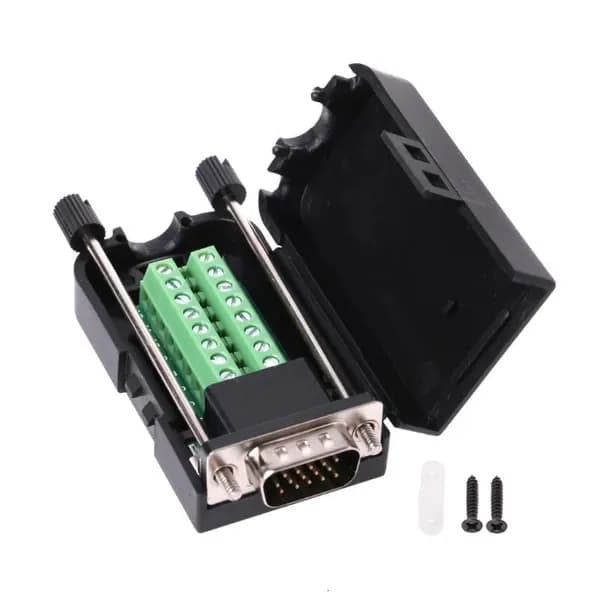 Разъём VGA D-Sub DB15, Черный - Самец