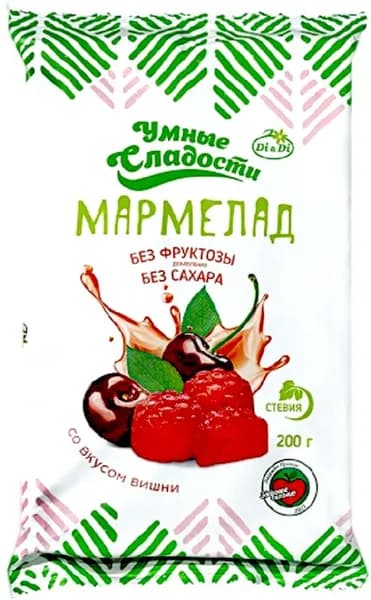 Мармелад Di&Di Умные сладости желейно-формовой со вкусом вишни 200г
