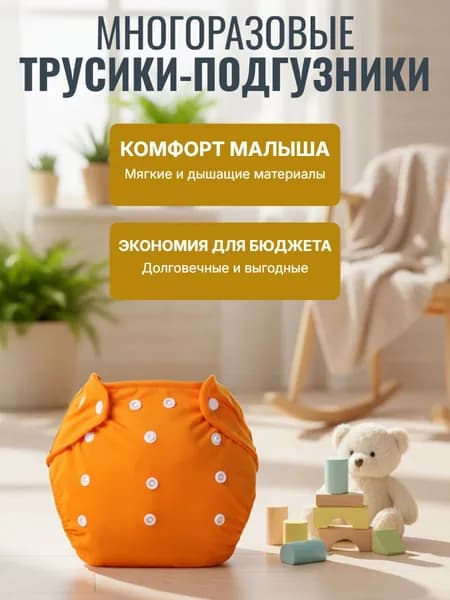 Подгузник - трусики для приучения к горшку многоразовый. Оранжевый