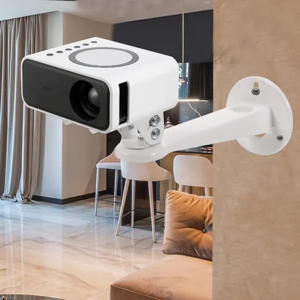 Металлический настенный кронштейн для проектора с поворотом 360 градусов, белый