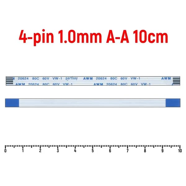 FFC Шлейф 4-pin Шаг 1.0mm Длина 10cm Прямой A-A