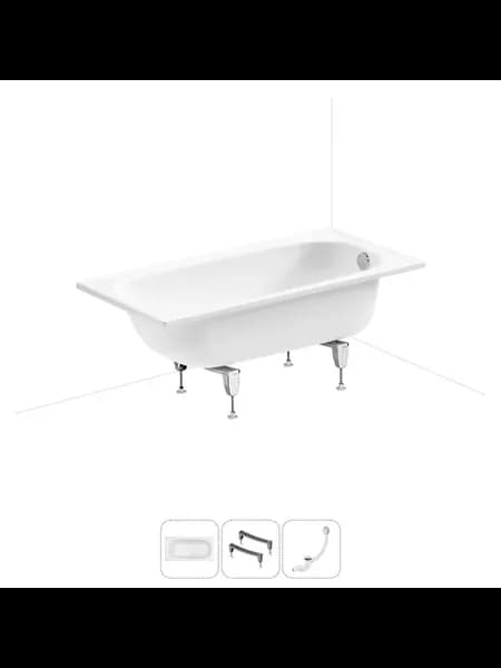 Стальная ванна 140x70, 3 в 1 ванная, ножки, сифон