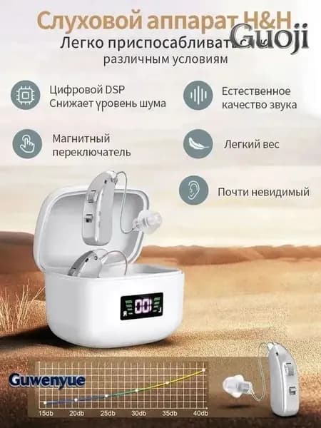 xiaomi Слуховой аппарат для пожилых людей с зарядными устройствами усилитель звука, Серебро