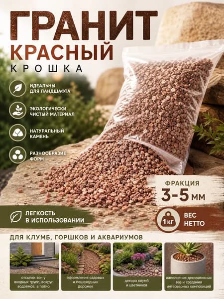 Гранит красный крошка колотая фр 1-5 мм (1кг).