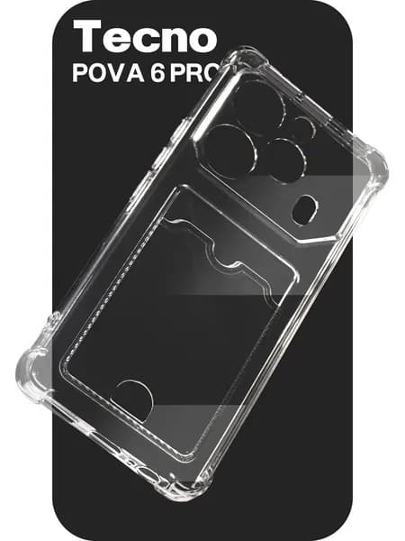 Чехол прозрачный с карманом на Tecno Pova 6 Pro