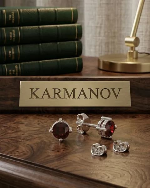 Пусеты KARMANOV из серебра с рубином