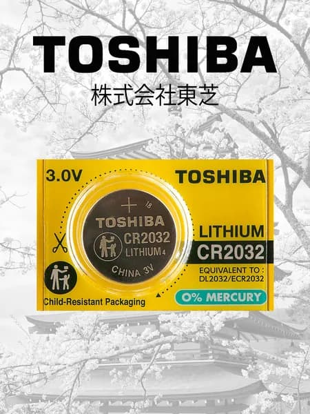 Батарейка TOSHIBA CR2032 Литиевая 3В 1шт Для Часов, Весов, Метки, Брелока, Сигнализации, Игрушек