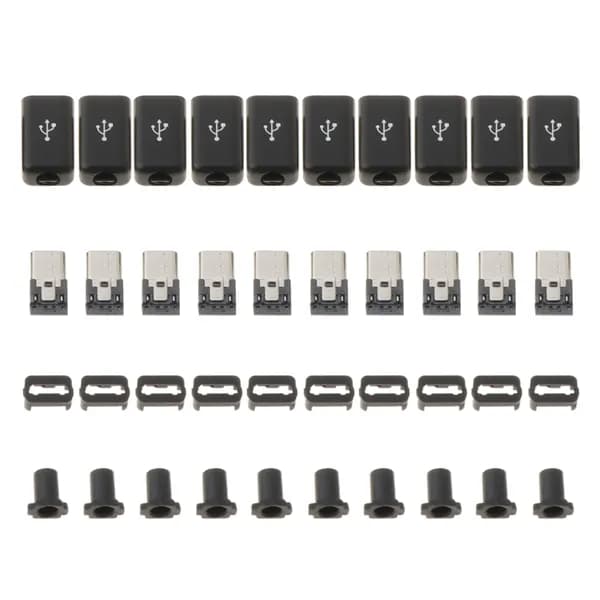 10 комплектов, пластиковый корпус MICRO 4PIN USB-черный
