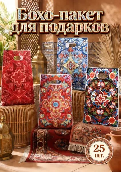 Пакет подарочный вертикальный 16.5x25 см 25 шт