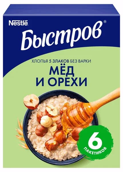 Каша овсяная Быстров мед и орехи, 240 г