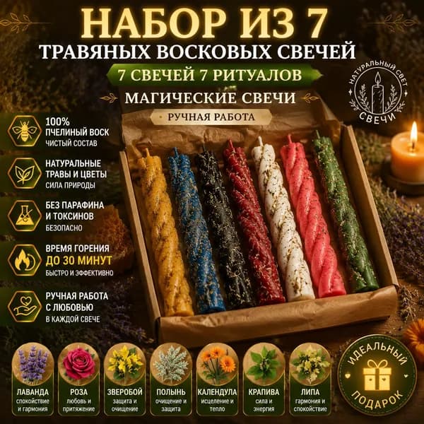 Магические свечи с травами. Набор 7шт