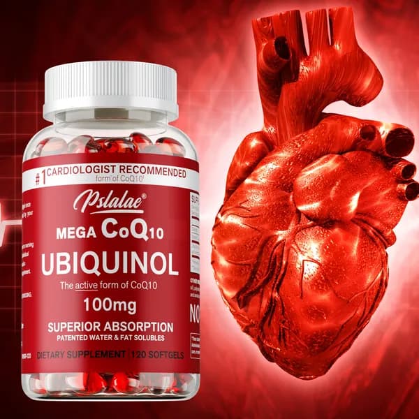 Биологически активная добавка Pslalae Coenzyme Q10 Softgels с витамином С -поддерживает здоровье сердца и сердечно-сосудистой системы, улучшает функцию миокарда
