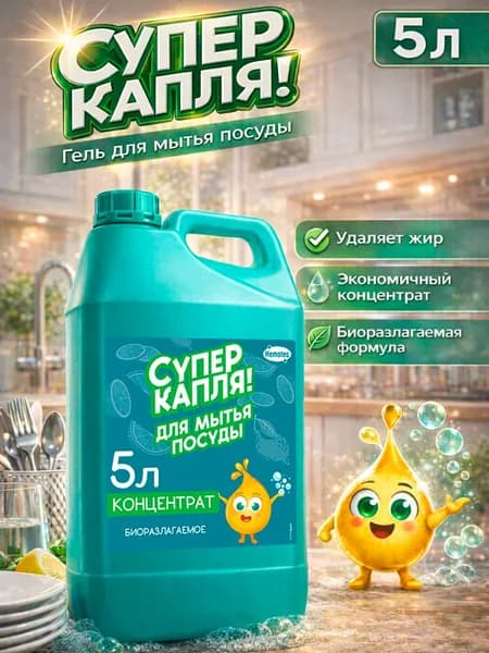 Средство для мытья посуды 5 литров СУПЕРКАПЛЯ