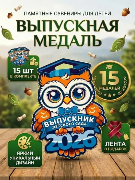 Медаль выпускника детского сада 2026 15 шт.