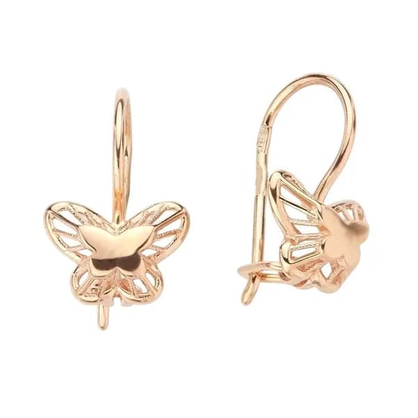 Серьги Бабочка детские из красного золота 375 пробы 585GOLD