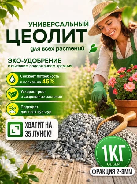 Цеолит для растений вулканический 1 кг, почвоулучшитель, удобрение для улучшения почвы