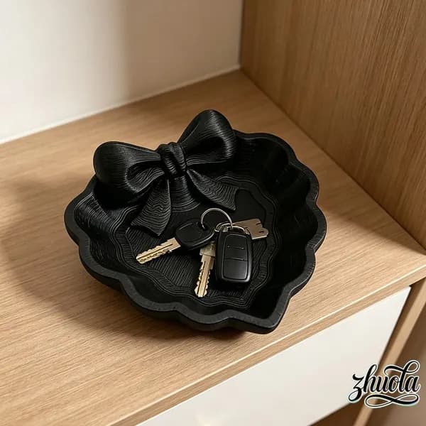 Подставка для украшений в виде сердца с бантом, 3D печать, для колец и серег, разные цвета