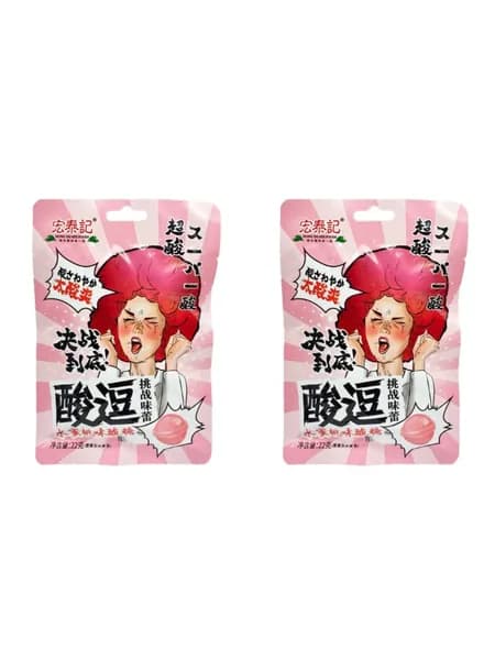 Hong Tai Kee Foods Леденцы кислые со вкусом персика, 22 г, 2 шт
