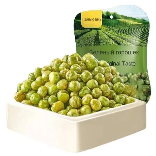 Жареный зеленый горошек со вкусом чеснока упаковка 75 гр