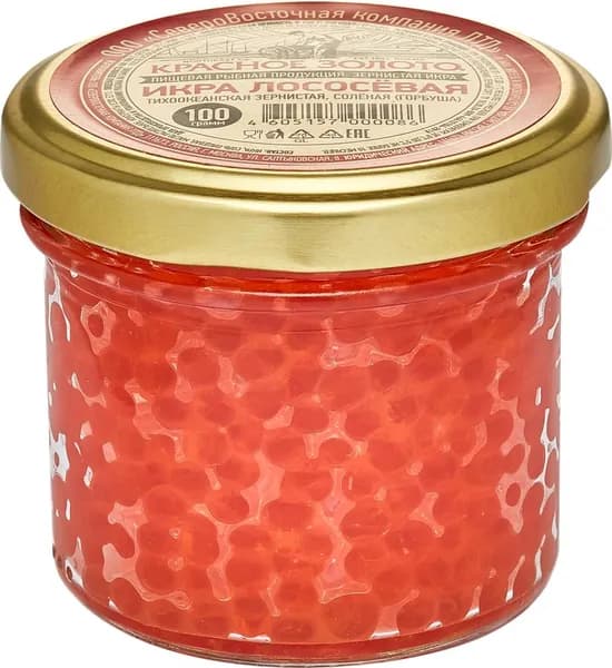 Икра лососевая КРАСНОЕ ЗОЛОТО красная, 1-й сорт, 100г