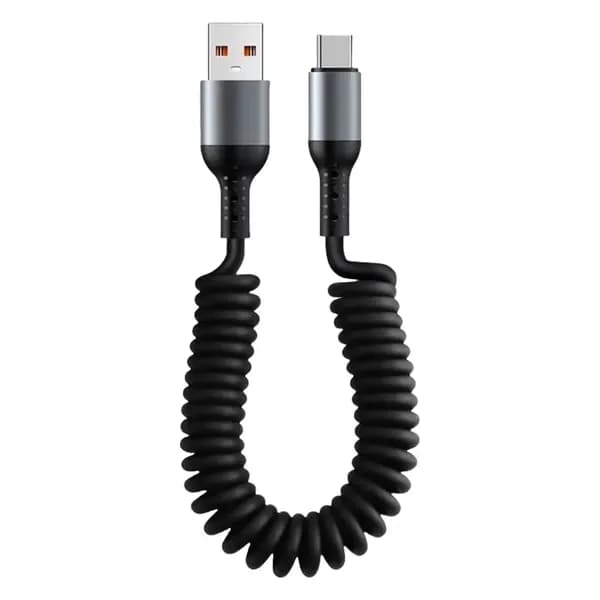Кабель для быстрой зарядки TYPEC 100W с двойным наконечником, пружинный, автомобильный 6A выдвижной кабель для передачи данных