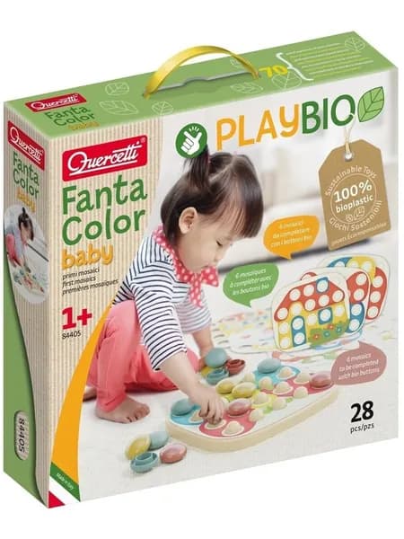 Quercetti PlayBio FantaColor Baby Мозаика-конструктор из биопластика, 28 деталей