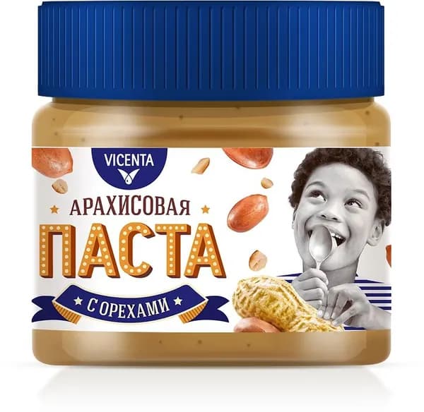 Паста арахисовая" Vicenta" с кусочками арахиса, 250г. 1 шт.