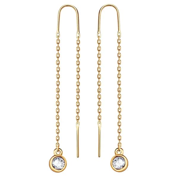 Золотые серьги DIAMANT-ONLINE с цирконием 585 пробы