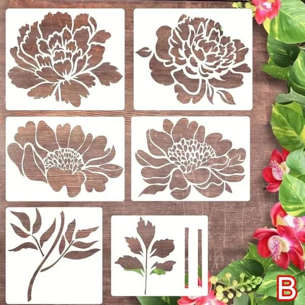 6/8 шт многоразовый цветочный трафарет DIY украшение для рисования на бумаге с рисунком деревянных стен