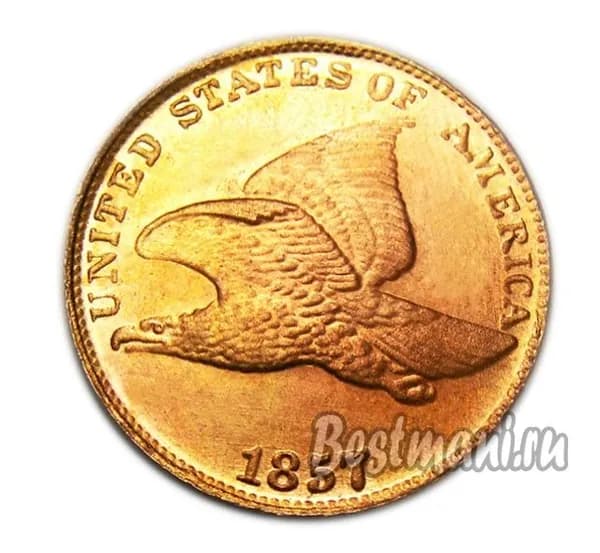 1 цент 1857 года США медная монета UNC