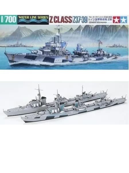 Сборная модель корабля TAMIYA серии 1/700 31905 эсминец Z-класса ВМС Германии времен Второй мировой войны (2 упаковки)