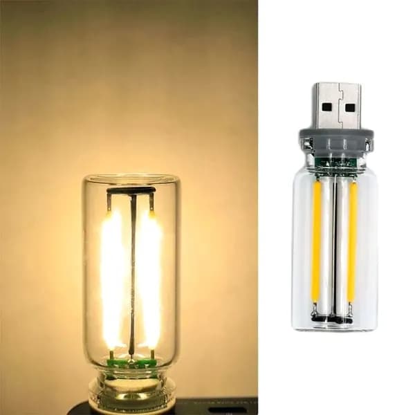 Лампочка фонарик ночник USB портативная мини в комплектежелтый