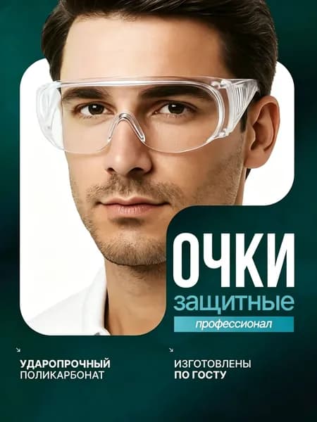 Очки защитные, цвет: Прозрачный, 1 шт.