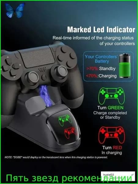 Док-станция для зарядки 2 геймпадов PS4 (Pro/Slim) беспроводное зарядное устройство для контроллеров DualShock 4