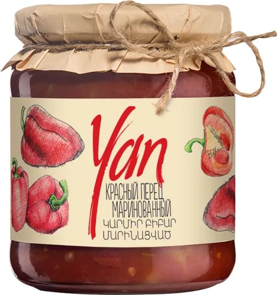 Красный перец маринованный Yan, 470 г