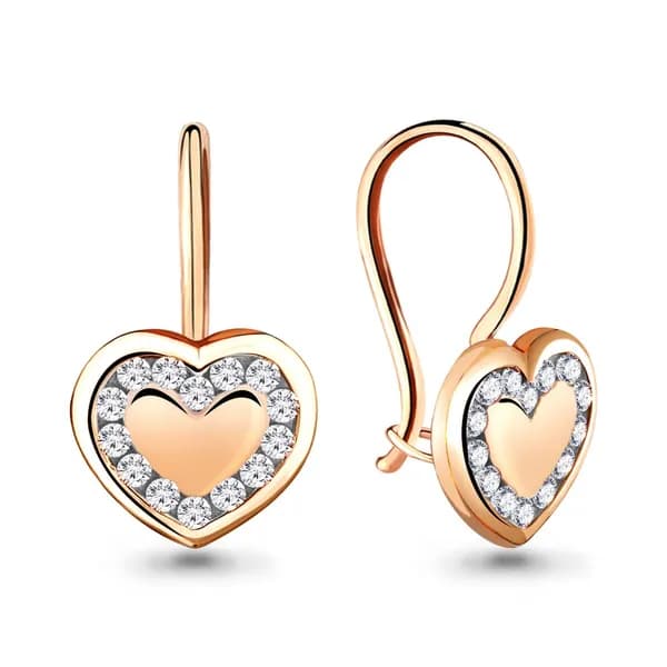 Золотые серьги DIAMANT-ONLINE с фианитом 585 пробы