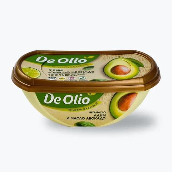 Крем на растительных маслах лайм и масло авокадо 72,5% 220 г, De olio
