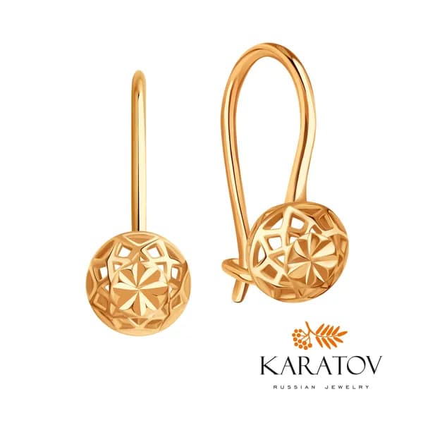 Серьги детские золотые 585 пробы, KARATOV