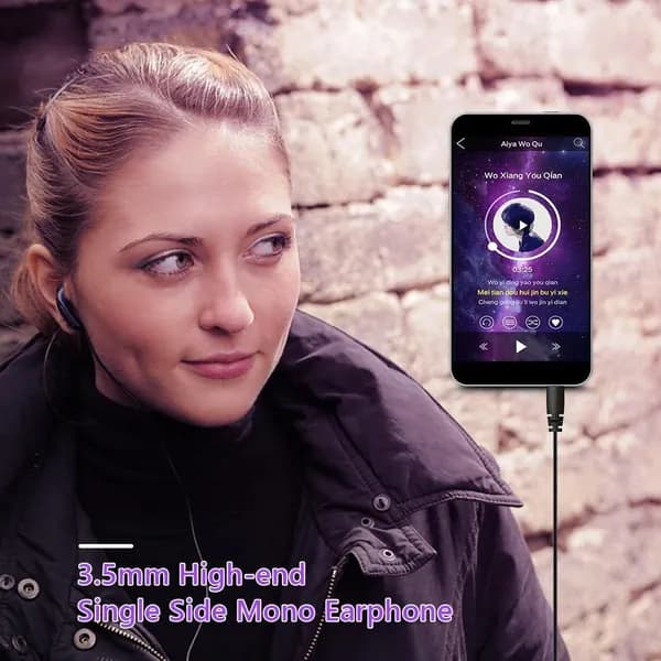 Наушники проводные 3.5mm односторонние наушники, Bluetooth, 3.5 мм, черный