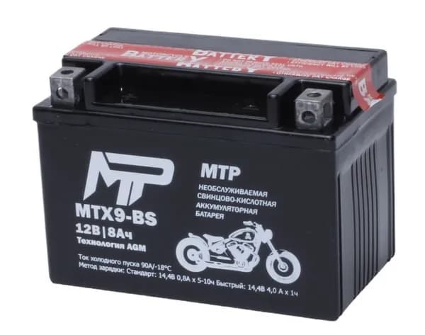 Мото аккумулятор МТР MTX9-BS, YTX9-BS, CT 1209, 12V, AGM