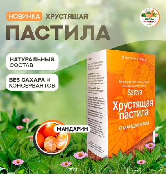 Хрустящая пастила без сахара с мандарином, Sattva
