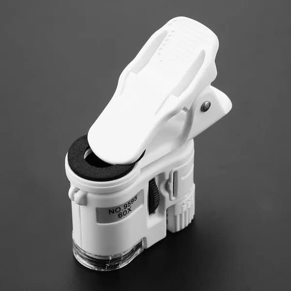 9595W Микроскоп с 60-кратным увеличением, LED+UV свет, клипса на телефон